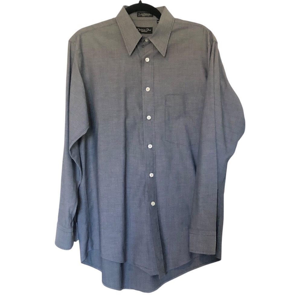 Christian Dior Monsieur Le Chemise Mens Dress Shirt Long Sleeve Grey USA 15.5-33